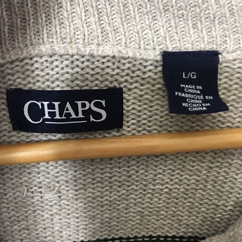 Chaps Knit pullover! Vibrant Kelly Green & Grey - Picture 3 of 4